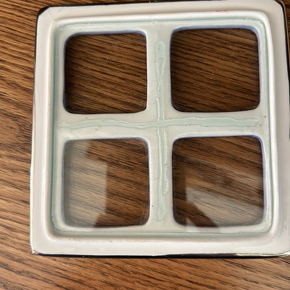 GAC, Christmas Candy Dish W/ Lid Glass Windows.Light Blue. 5.5x4.5.Rare. Footed - Picture 6 of 11